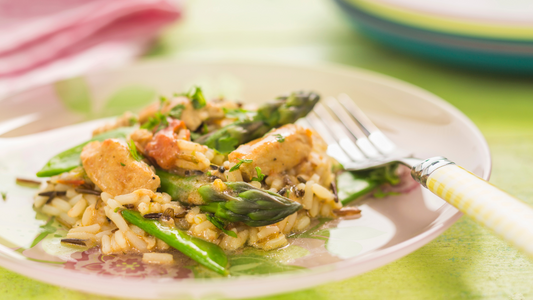 Cajun Butter Chicken Bites with Lemony Asparagus