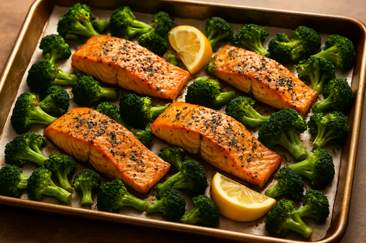 Sheetpan Salmon and Broccoli